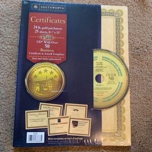 Southworth Certificates Parchment Paper With CD Business Certificates Awards NEW